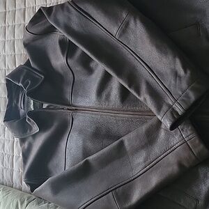 Men's leather jacket dark brown, like new